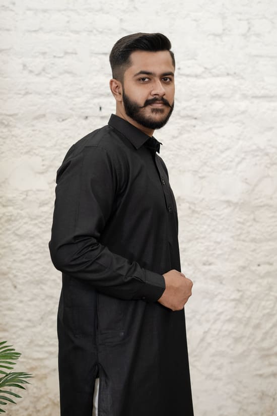 BLACK PATHANI KURTA