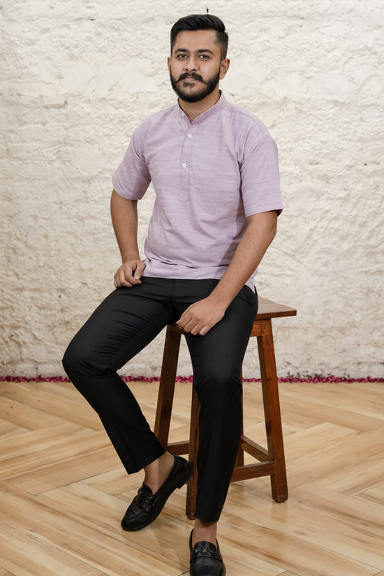 MAUVE-KHADI-KURTA