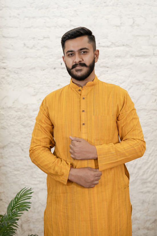 MUSTARD-KHADI-KURTA