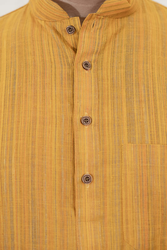 MUSTARD-KHADI-KURTA