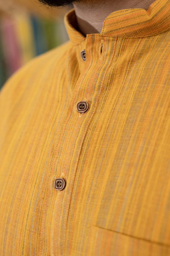MUSTARD-KHADI-KURTA