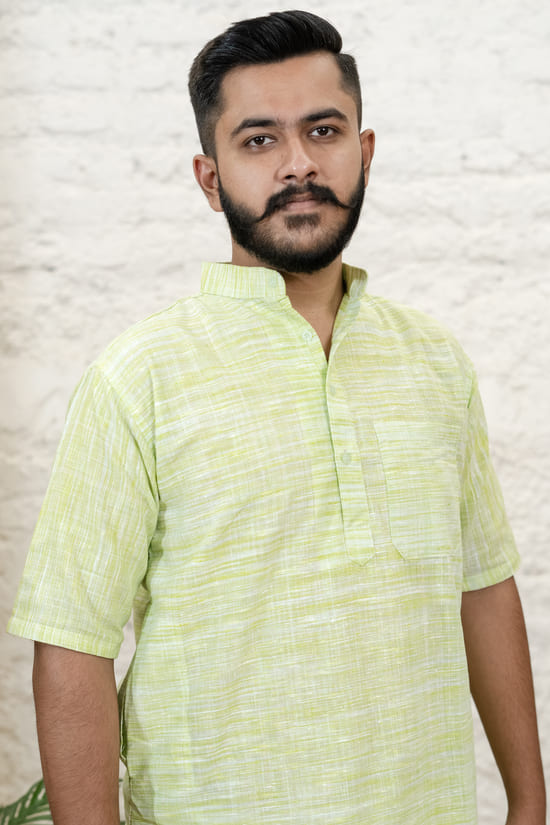 PARROT-KHADI-KURTA
